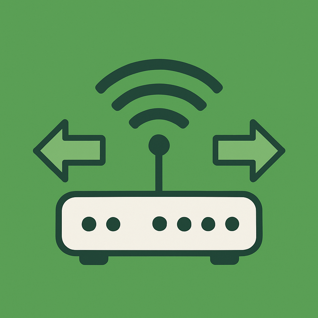 Icon image of a router transferring data